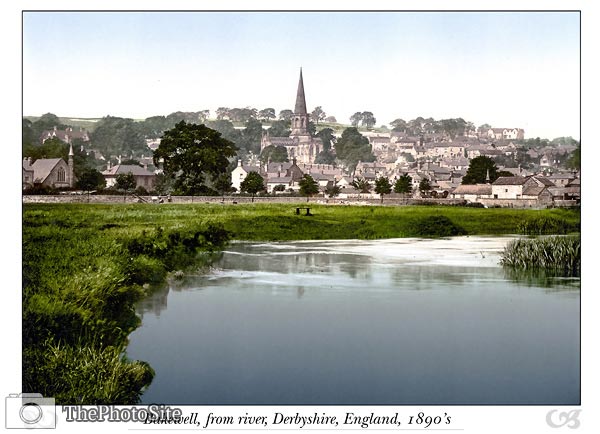 Bakewell, from river, Derbyshire, England - Click Image to Close