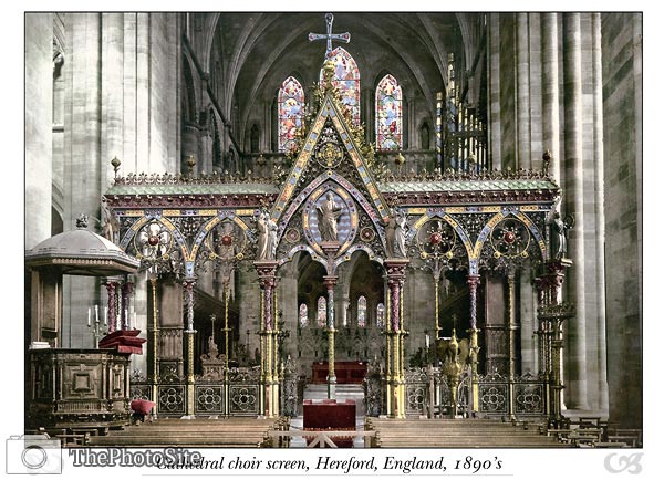 Cathedral choir screen, Hereford, England - Click Image to Close