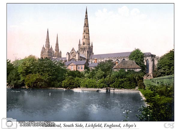 Lichfield Cathedral (south side), England - Click Image to Close