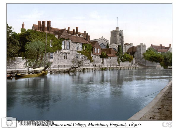 Church, palace and college, Maidstone, England - Click Image to Close