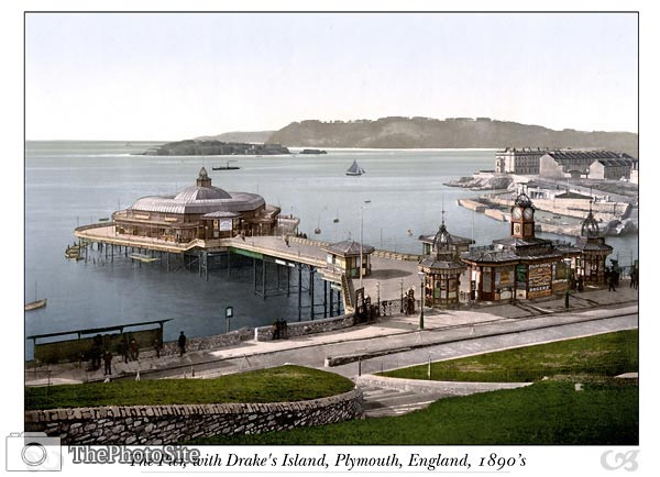 The Pier, with Drake's Island, Plymouth, England - Click Image to Close