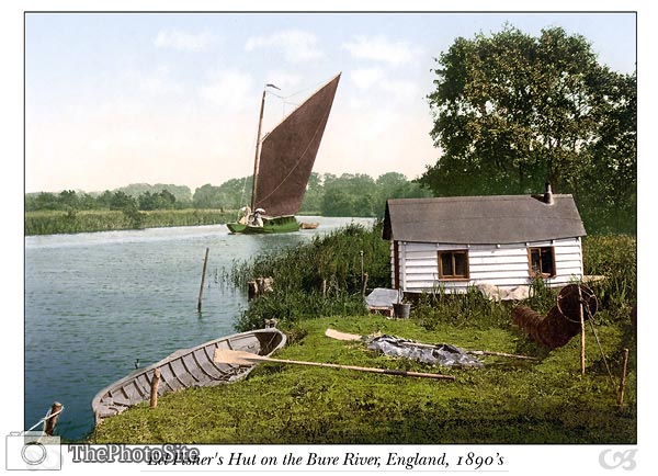 Eel fisher's hut on the Bure River, England - Click Image to Close