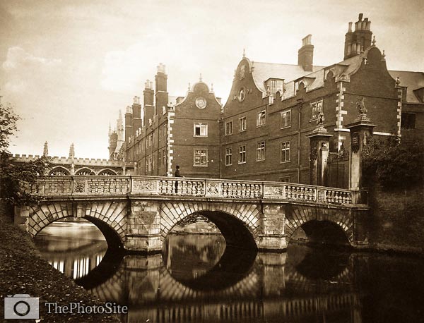 St. John's College, Old Bridge, Cambridge England, Victorian Pho - Click Image to Close