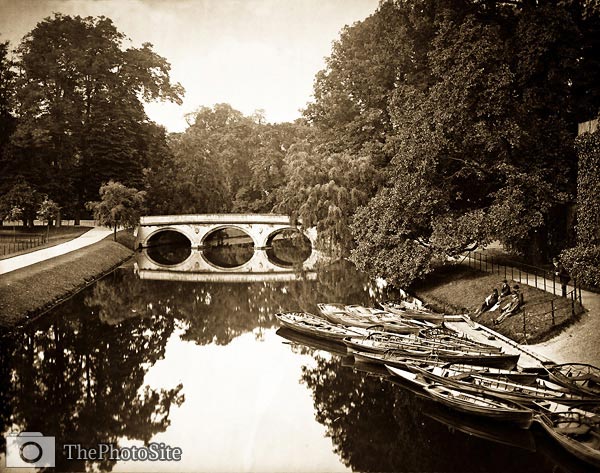Trinity College Bridge, Cambridge England Victorian Photograph - Click Image to Close