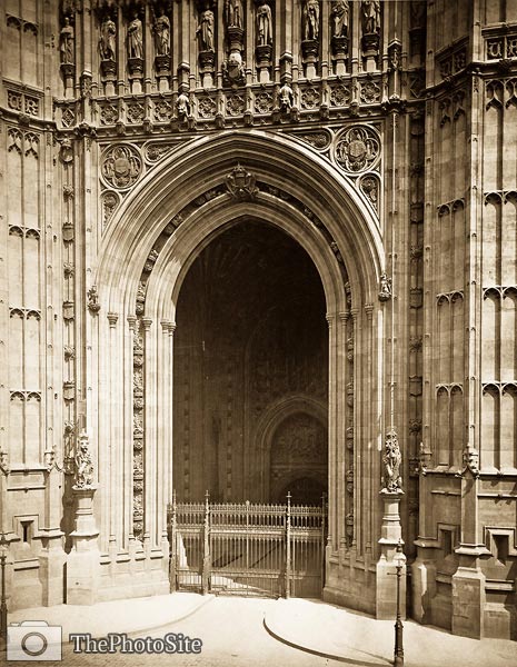 Houses of Parliament, Entrance to Victoria's Tower antique photo - Click Image to Close