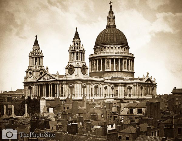 Saint Paul's Cathedral, London old victorian photo - Click Image to Close