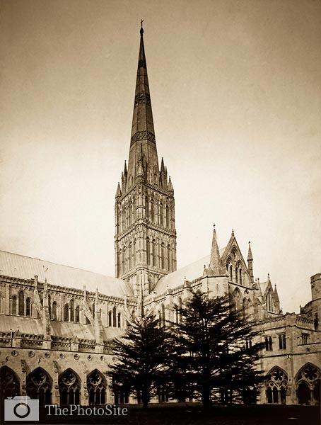 Salisbury Cathedral and Cloisters victorian era - Click Image to Close