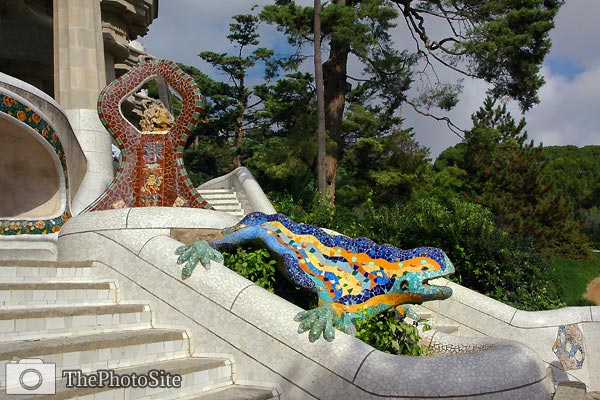 Mosaic Lizard by Antoni Gaudi, Guell Park, Barcelona - Click Image to Close