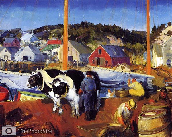 Ox Team, Wharf at Matinicus by George Bellows - Click Image to Close