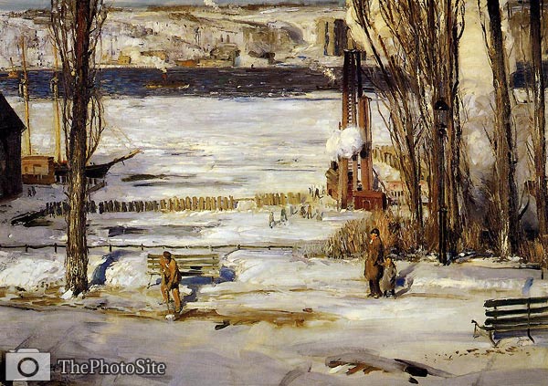 A Morning Snow - Hudson River George Bellows - Click Image to Close