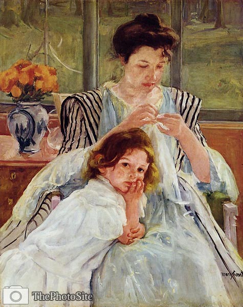 Young Mother Sewing by Mary Cassatt - Click Image to Close