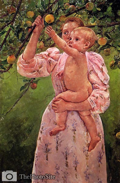 Baby Reaching for an Apple aka Child Picking Fruit Mary Cassatt - Click Image to Close