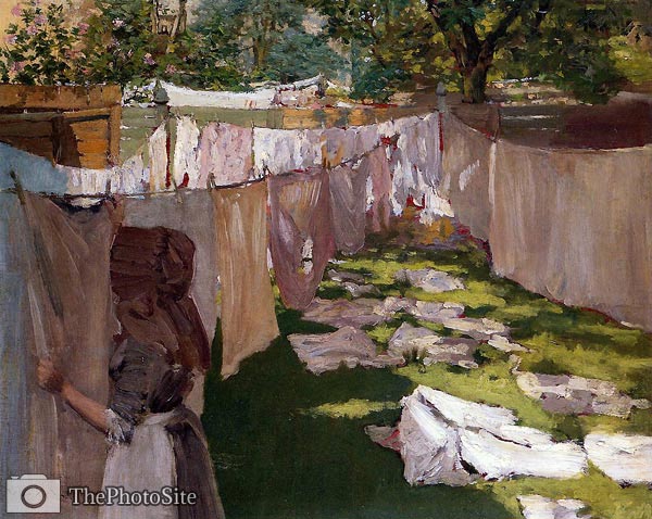 Wash Day a Back Yard Reminiscence of Brooklyn William Chase - Click Image to Close