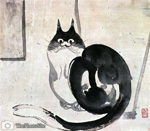 Cat by Japanese artist Awashima Chingaku - Click Image to Close