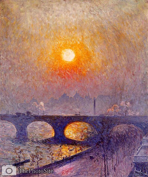 Sunset over Waterloo Bridge London by Emile Claus - Click Image to Close