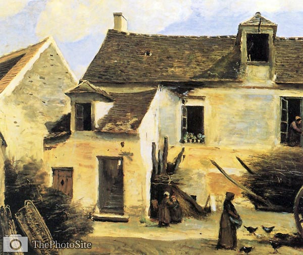 Courtyard of a farmhouse by Corot - Click Image to Close