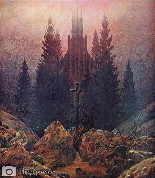 Cross and cathedral in the mountains Caspar David Friedrich - Click Image to Close