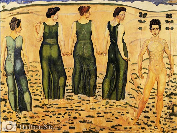 Youth Admired by Women Ferdinand Hodler - Click Image to Close