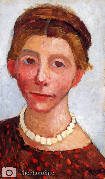 Selfportrait with white pearl necklet Paula Becker Modersohn - Click Image to Close