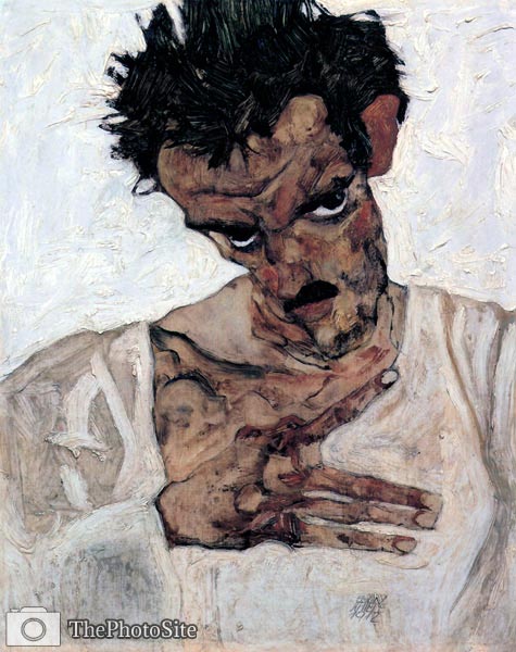 Portrait with Lowered Head Egon Schiele - Click Image to Close