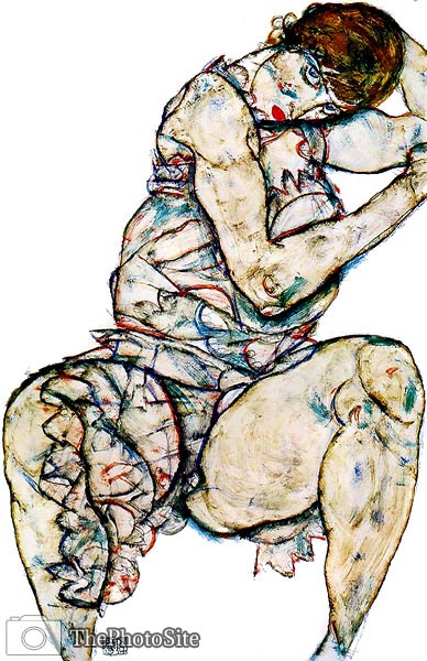Seated Woman with Her Left Hand in Her Hair Egon Schiele - Click Image to Close