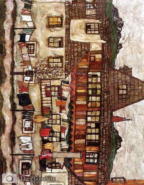House with Drying Laundry Egon Schiele - Click Image to Close