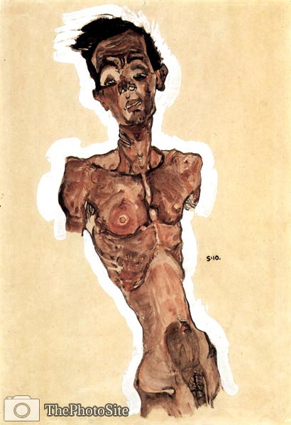 Selfportrait, Nude Egon Schiele - Click Image to Close