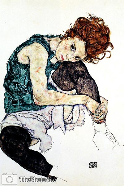 Seated Woman with Bent Knee Egon Schiele - Click Image to Close