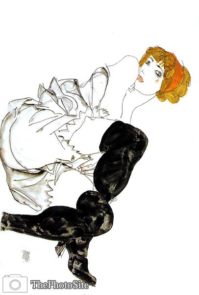 Woman in Black Stockings Egon Schiele - Click Image to Close