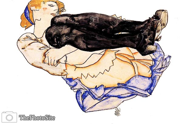 Woman with Blue Stockings Egon Schiele - Click Image to Close