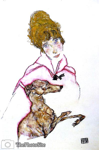 Woman with Greyhound aka Edith Schiele Egon Schiele - Click Image to Close