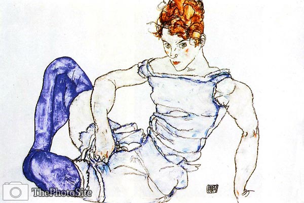 Seated Woman in Violet Stockings Egon Schiele - Click Image to Close