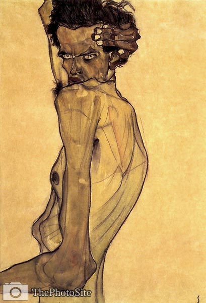 Self Portrait with Arm Twisting above Head Egon Schiele - Click Image to Close