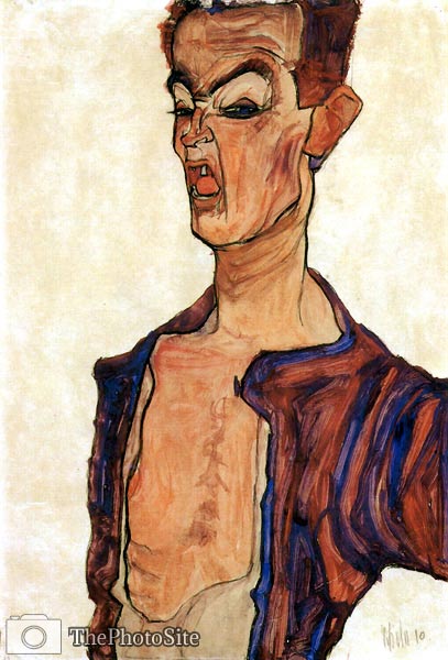Selfportrait, making a grimace Egon Schiele - Click Image to Close