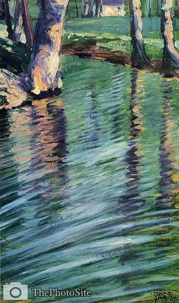 Trees mirrored in a pond Egon Schiele - Click Image to Close