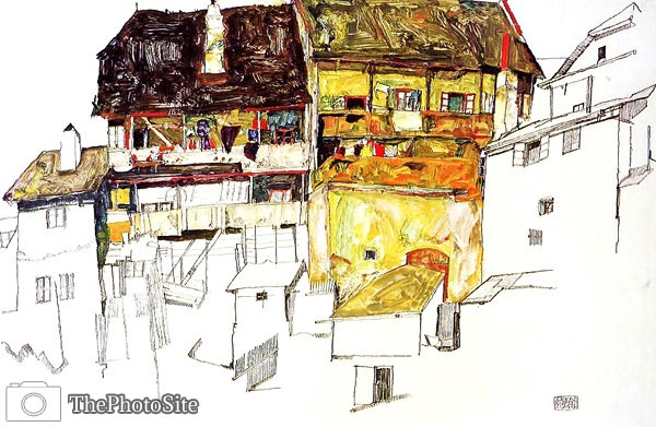 Old Houses in Krumau Egon Schiele - Click Image to Close