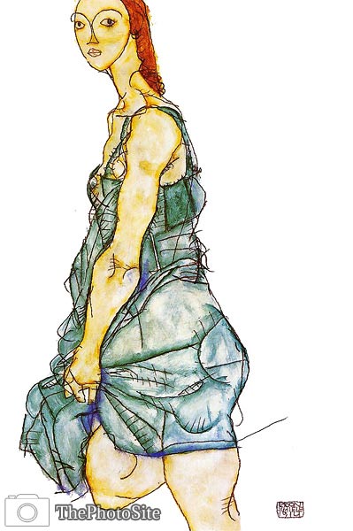 Standing Woman in a Green Skirt Egon Schiele - Click Image to Close