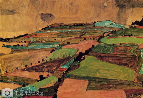 Field Landscape aka Kreuzberg near Krumau Egon Schiele - Click Image to Close