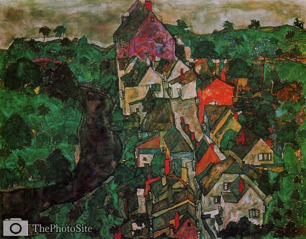 Krumau Landscape aka Town and River Egon Schiele - Click Image to Close