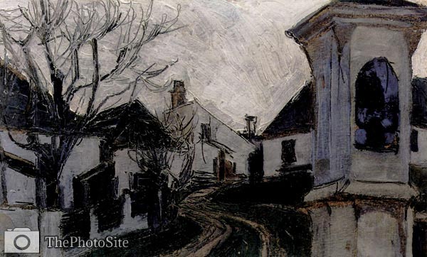 Monastry bald trees and houses Egon Schiele - Click Image to Close