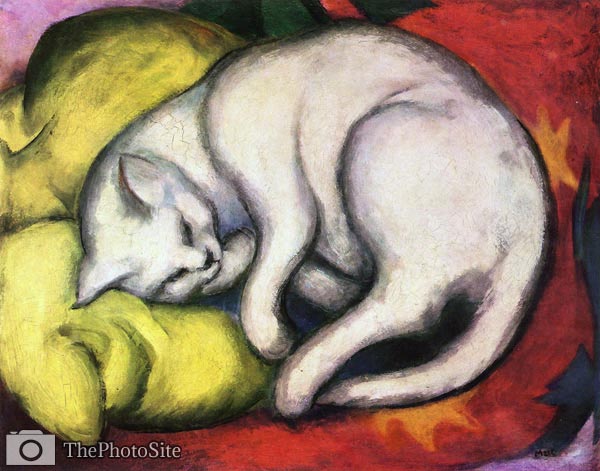 Cat on yellow cushion Franz Marc - Click Image to Close