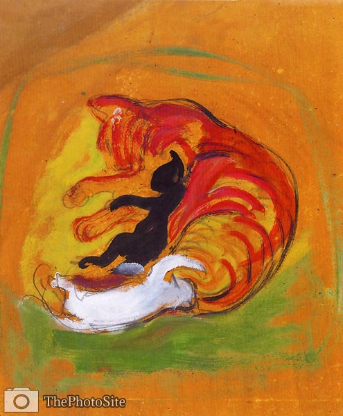 Cat with kittens Franz Marc - Click Image to Close