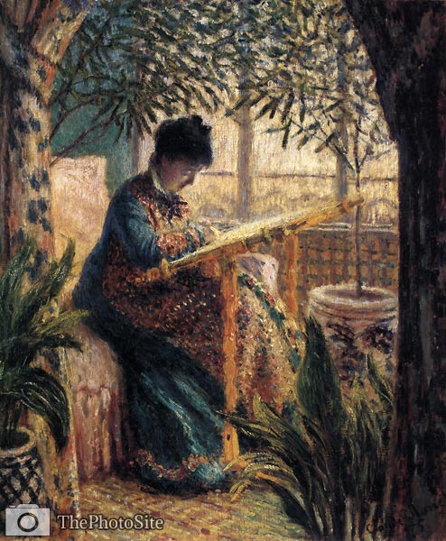Madame Monet doing embroidery Claude Monet - Click Image to Close