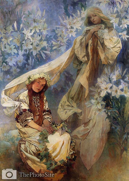 Madonna of the Lilies Alphonse Mucha - Click Image to Close