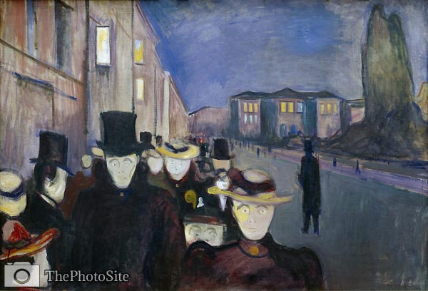 Evening on Karl Johan Edvard Munch - Click Image to Close