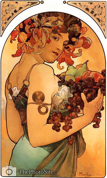 Woman with Fruits Alphonse Mucha - Click Image to Close