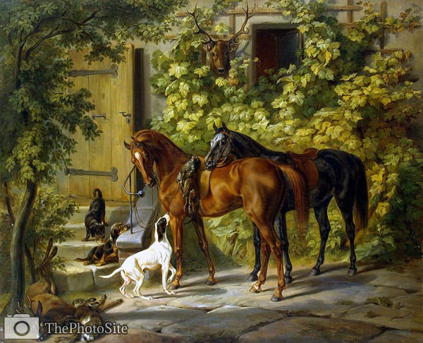 Horses at the Door Albrecht Adam - Click Image to Close