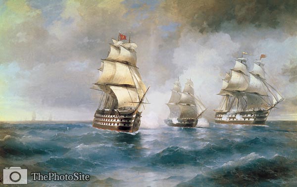 Brig Mercury Attacked by Two Turkish Ships 1892 Ivan Aivazovsky - Click Image to Close