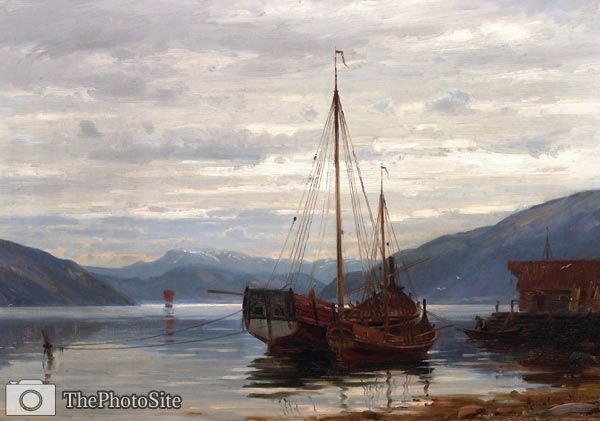 Leaving from Balestrand Amaldus Nielsen - Click Image to Close