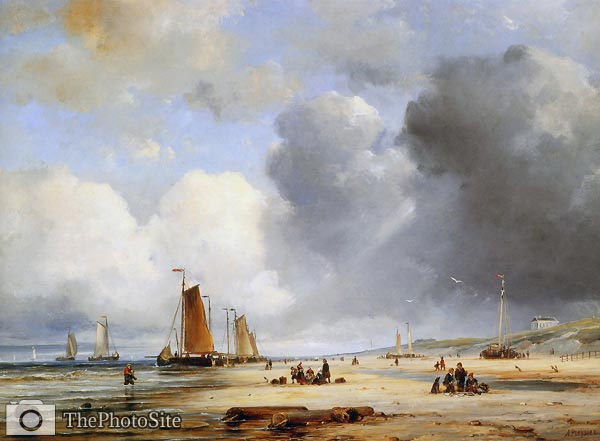 Beach View With Boats Ary Pleysier - Click Image to Close